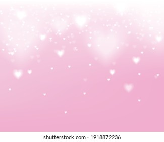 Cute pink heart snow bokeh background, Valentine