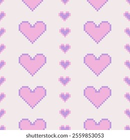 Cute pink heart.Cross Stitch embroidery seamless.Geometric pixel ethnic patterns. Lovely romantic folk background for Mother's Day, Valentine,wedding,birthday,textiles, wallpapers, banners,decorate