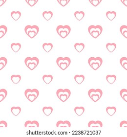 Cute pink hearts isolated on white background vector seamless pattern. Baby shower background. Stock illustration