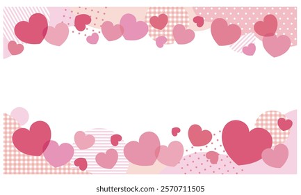 Cute pink hearts and pattern circle banners, frames, backgrounds