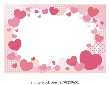 Cute pink hearts and patterns transparent frame postcard