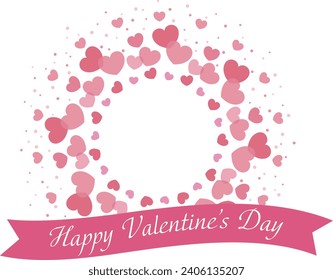 Cute pink hearts and ribbons valentine title frame illustration