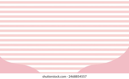 Cute pink horizontal stripe and wave shape banner background