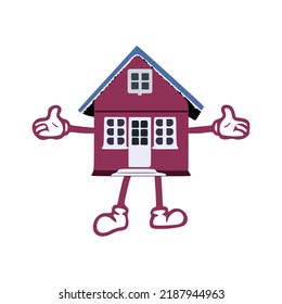 vector de personaje de la casa rosa lindo, estilo de diseño de dibujos animados planos.