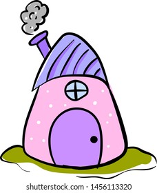 Casa rosa, ilustración, vector sobre fondo blanco.