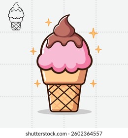 Cute pink ice cream come in black and white also color