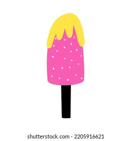 cute pink ice cream in flat style. vector flat illustration.