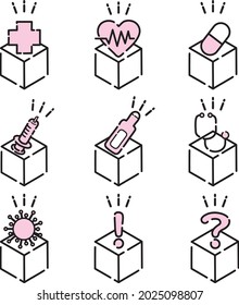 Cute pink icon set that can be used in hospitals and medical fields