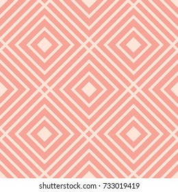 Cute pink linear checkered seamless pattern. Geometric background with linear squares. Basic modern background for design, website, cards, wrapping paper. Vector illustration.