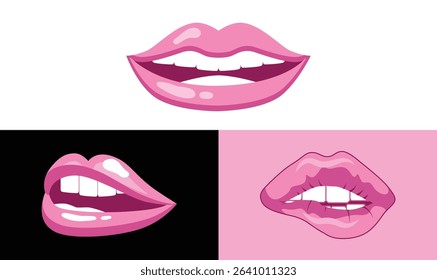 Cute Pink Lips Clipart Vector, Cute Pink Lips Illustration Vector On Background