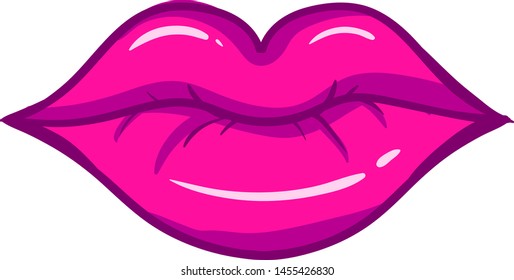 Cute rosafarbene Lippen, Vektorgrafik auf weißem Hintergrund.