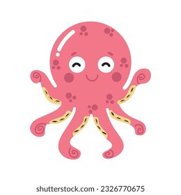 Llanto de dibujos animados de pulpo rosa