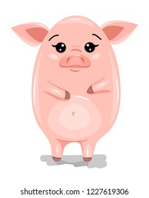 cute pink little piggy, pet, pig, cartoon character, animal