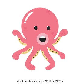 Cute Pink little squid vector sign