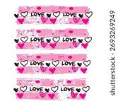 Cute pink love heart pattern typography t-shirt design with romantic valentine style