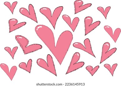 cute pink love heart with white background vector