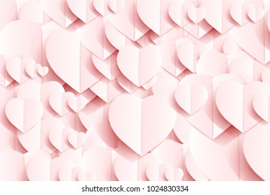 Cute Pink Lover background design,Paper hearts Style,Valentine's day concept with space and text in put,vector illustration.