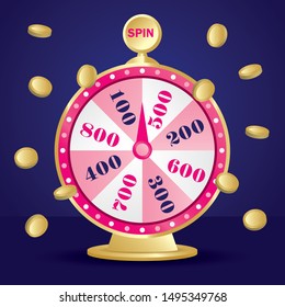 Cute And Pink Lucky Draw Wheel Vector .