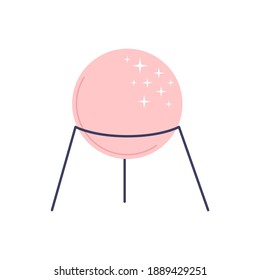 Cute pink magic ball for predictions on a white background. Attributes for magic and witchcraft. Hand drawn vector isolated single illustration.