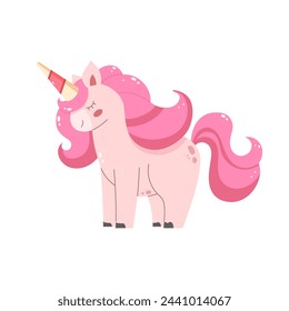 Cute pink magical unicorn. Cute pink magical unicorn. Vector illustration