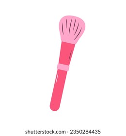 Cute pink Makeup Brush. Beauty accessory for applying cosmetics. Fashion glamour makeup icon.