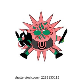 cute pink Micro Bacteri vector illustration