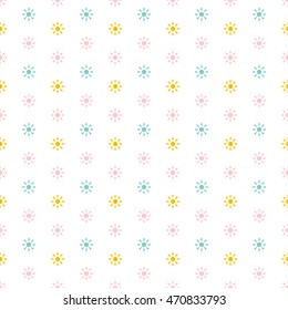 Cute pink, mint green and gold abstract floral seamless pattern background.