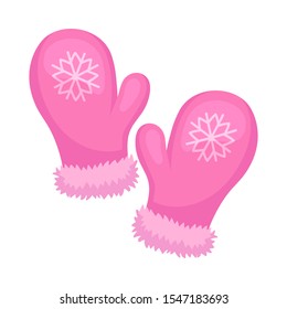 Cute pink mittens. Vector illustration on a white background.