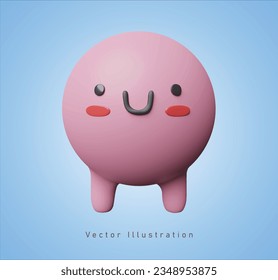 cute pink monster in 3d render design.