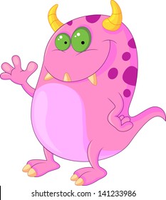 Cute pink monster cartoon