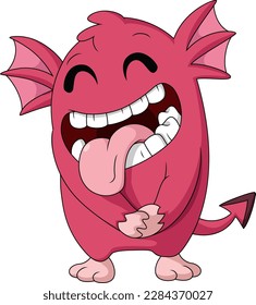Cute pink monster cartoon on white background