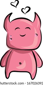 Cute pink monster, illustration, vector on white background.