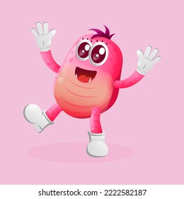 Cute pink monster playful and happy. Perfect for kids, small business or e-Commerce, merchandise and sticker, banner promotion, blog or vlog channel
