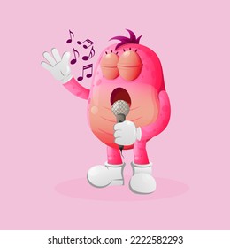 Cute pink monster singing, sing a song. Perfect for kids, small business or e-Commerce, merchandise and sticker, banner promotion, blog or vlog channel
