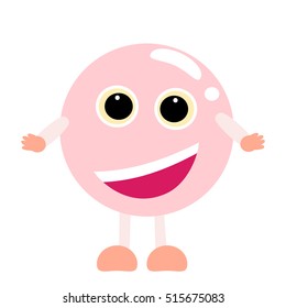 Cute pink monster ,smile icon vector eps.10