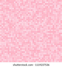 Cute pink mosaic background, pixel seamless pattern. Vector illustration.