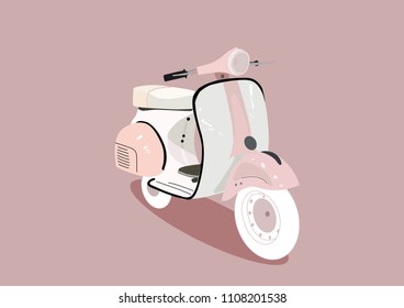 Cute pink motocycle. Vector illustration for t-shirt,poster,card.