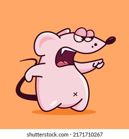 Die rosafarbene Maus zeigt zur Tür. Zeigt Emotionen, weg, raus von hier. Mouse-Stilemoticon
