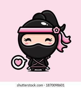 diseño de caracteres ninja rosa lindo