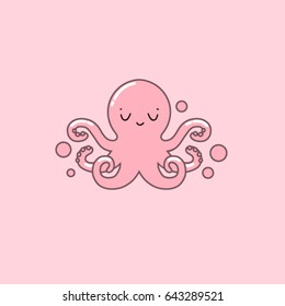 Cute pink octopus