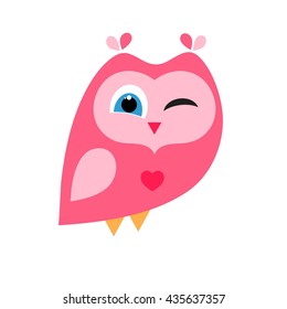 Cute pink owl icon