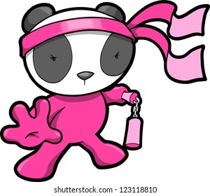Vector Ninja de oso panda rosado