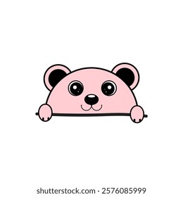 Cute pink panda illustration on white background.