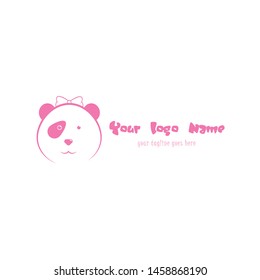 Cute Pink Panda Logo Concept