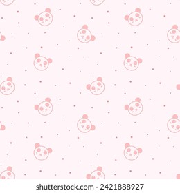 cute pink panda seamless pattern vector