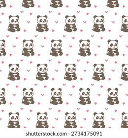 Patrón sin fisuras de Panda rosa lindo