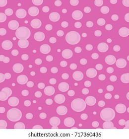 Cute pink pastel cartoon wallpaper with relaxing pattern of floating  bubbles on rose background. Vector Illustration, poster, banner, template, print for wrapping paper or fabric. Bubble pattern.