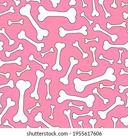 Cute pink pattern with dog white bone food. Textiles for children. Minimalism paper scrapbook.