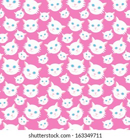 Cute pink pattern with white kittens