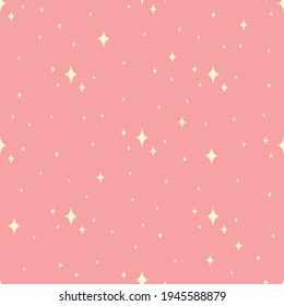 Cute pink pattern with yellow sparkles. Vector illustration.